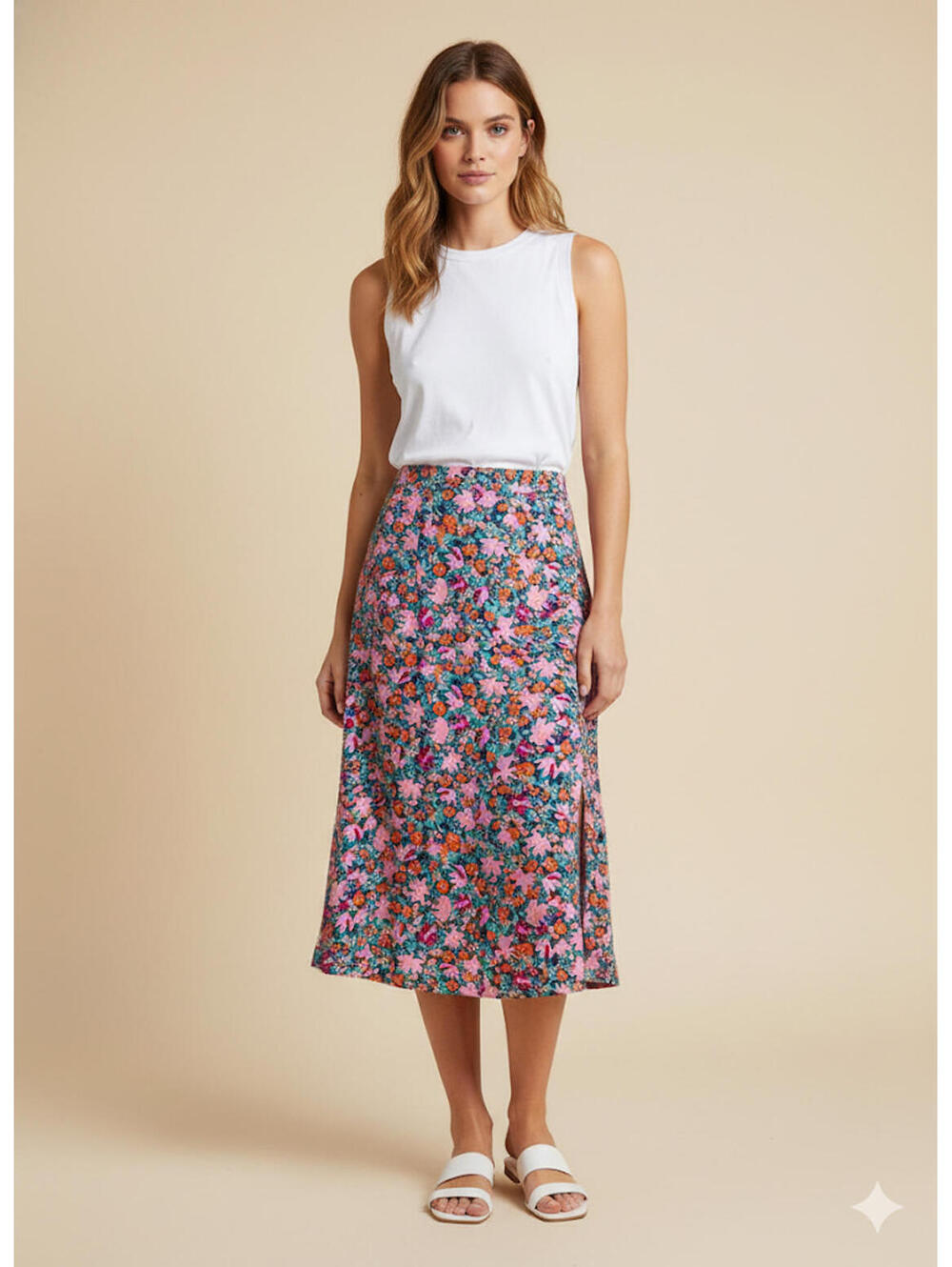 LOFT Floral Midi Skirt 14 Cottagecore ditsy floral Elevated